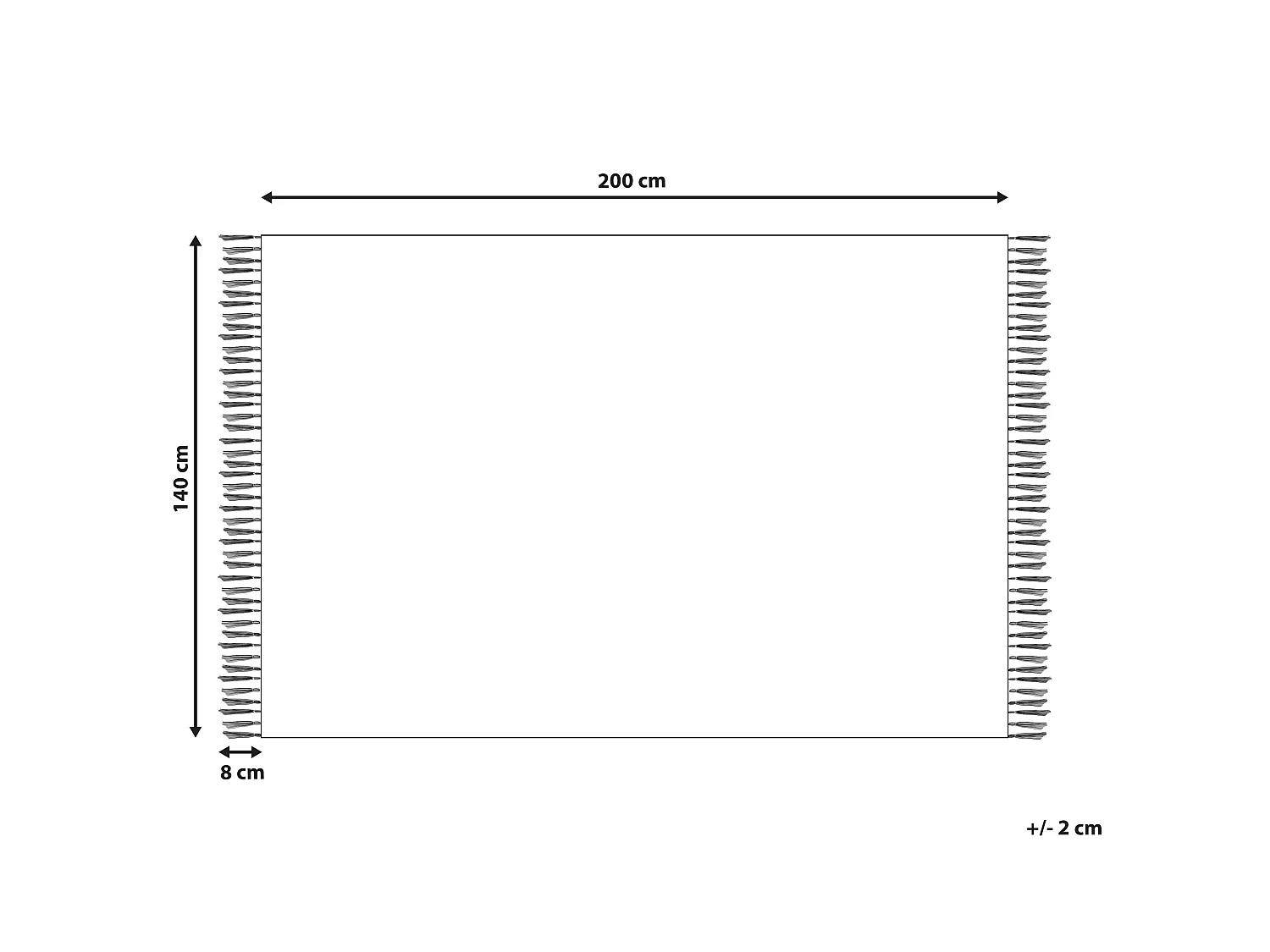 Boho Handgewebter Teppich aus Jute 140 x 200 cm Fransen Beige Abana