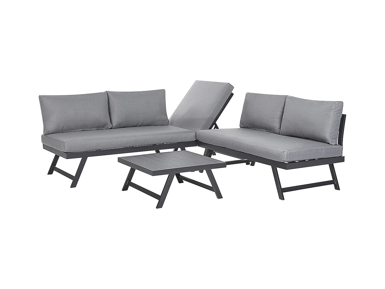 Conjunto esquinero de jardín 5 plazas COCCORINO Metal Gris