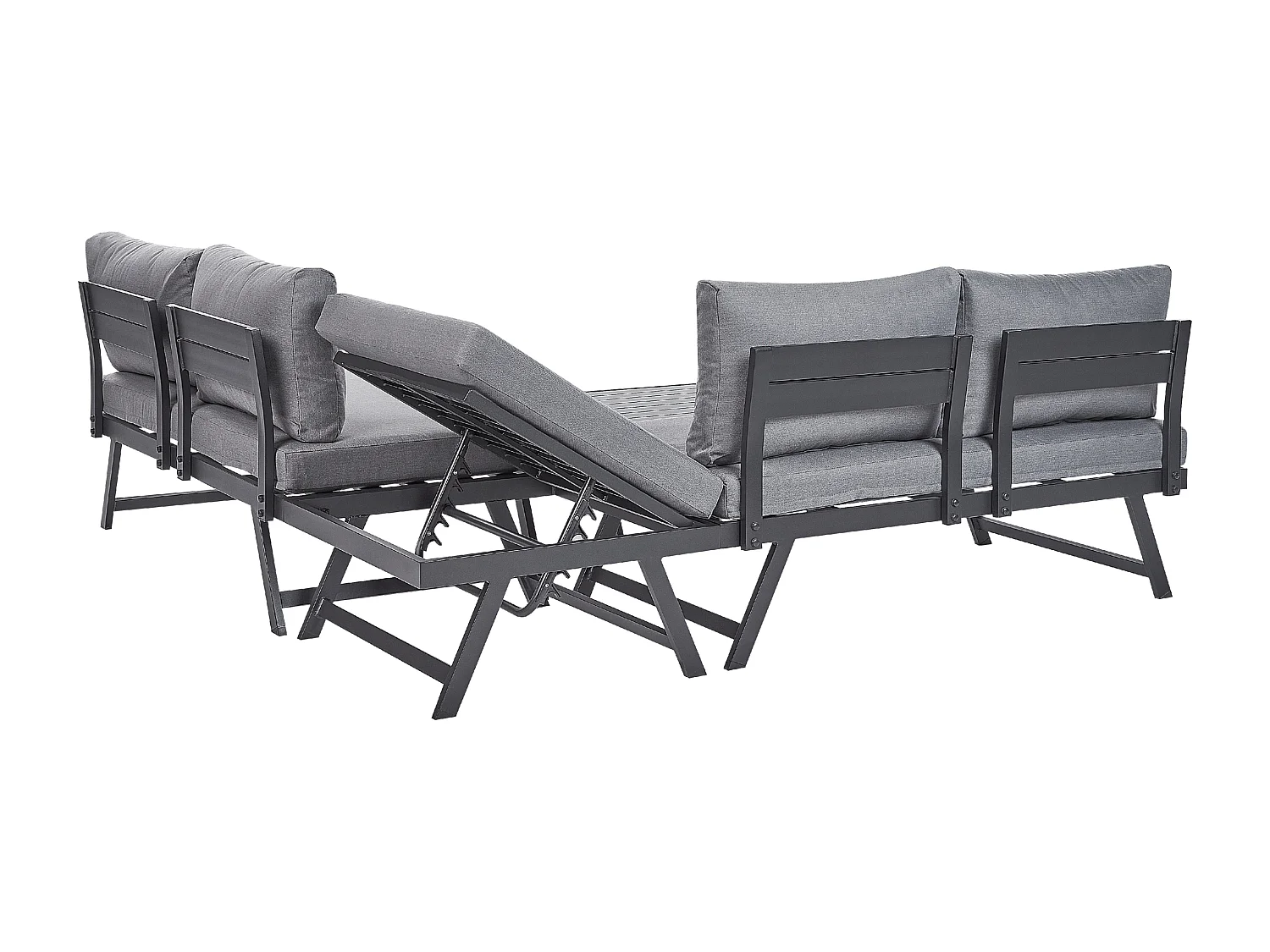 Ensemble de canapés d'angle de jardin 5 places COCCORINO Métal Gris