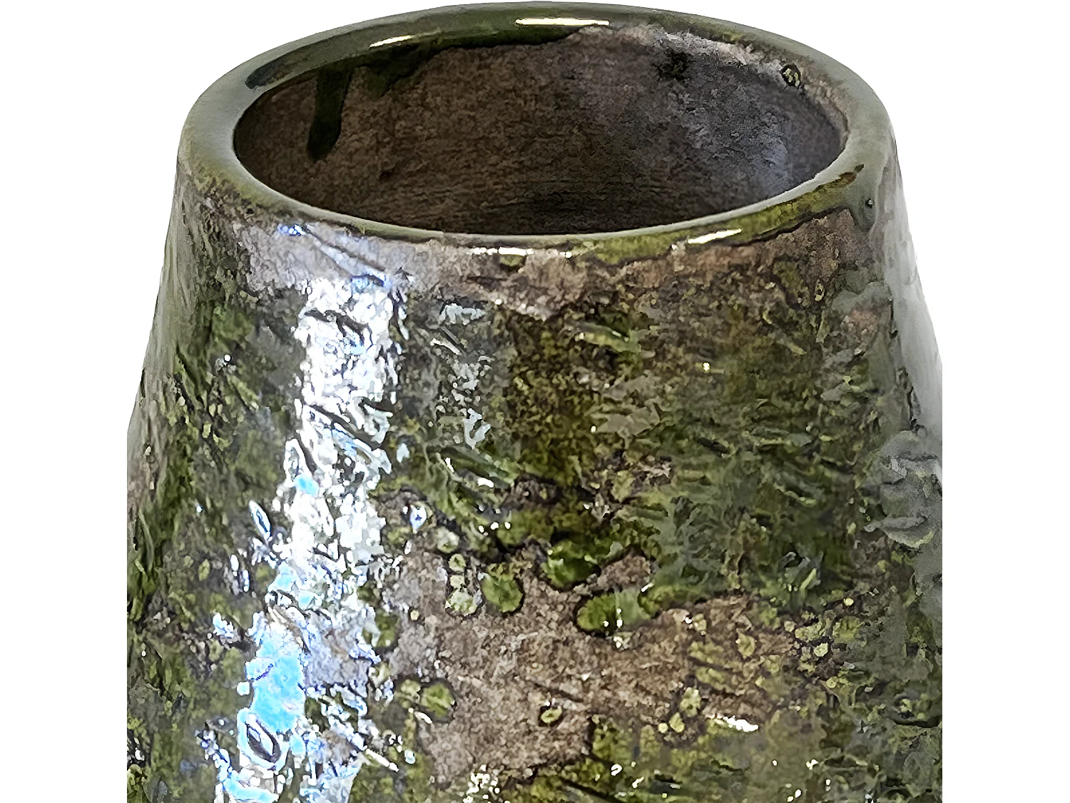 Vase artisanal vert vitrifié 29 cm