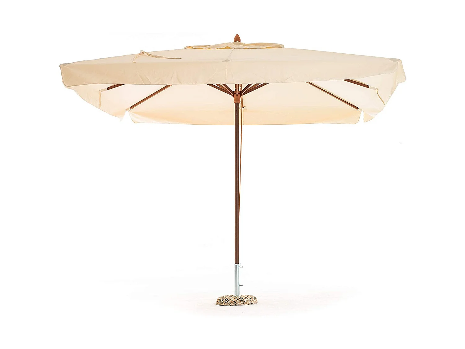 Ombrellone da giardino in legno con palo centrale ecrù per esterno / 3x3