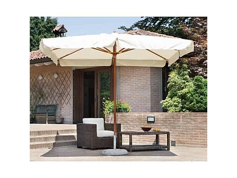 Ombrellone da giardino in legno con palo centrale ecrù per esterno / 3x3