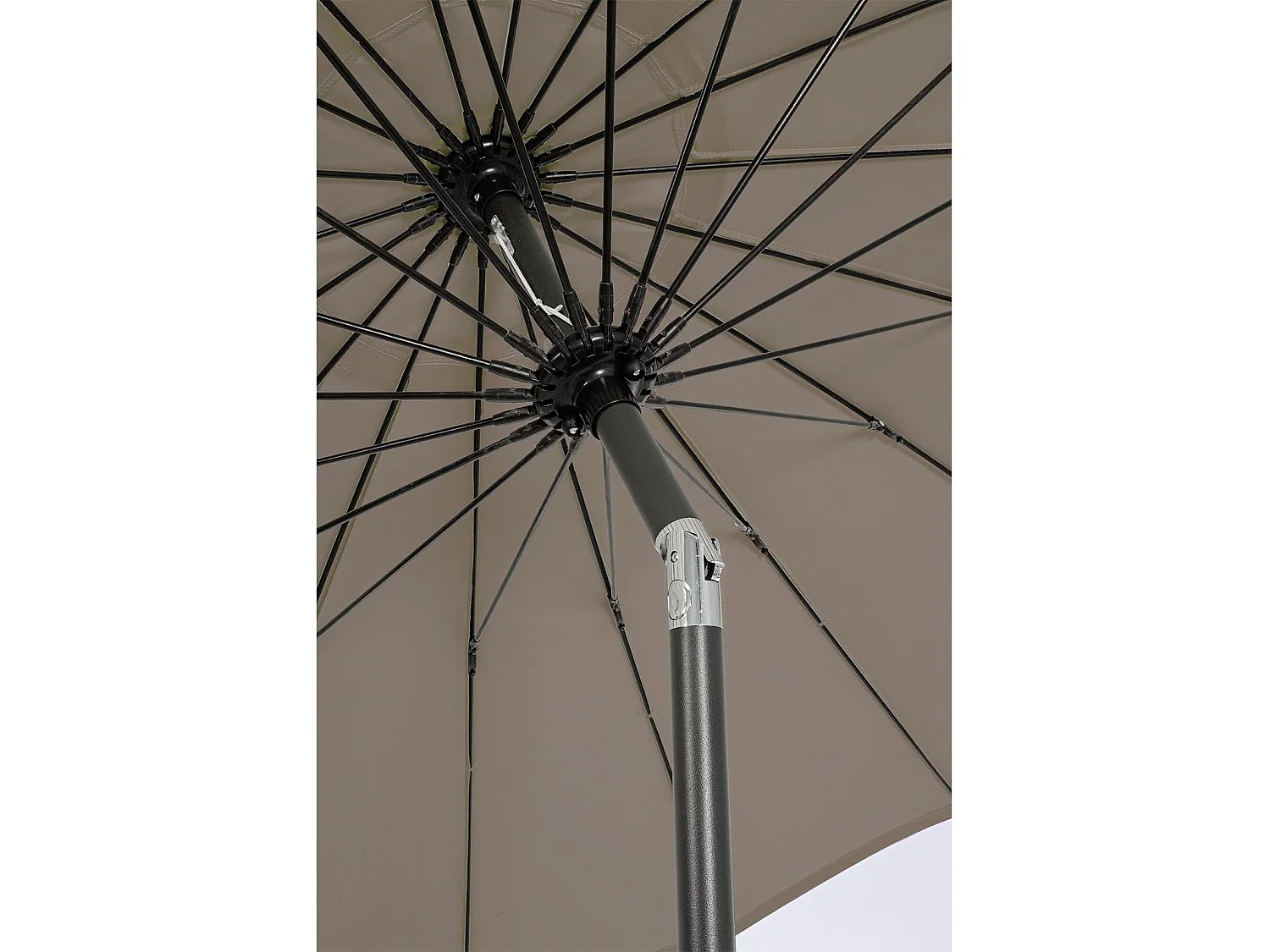 Ombrellone palo centrale "Atlanta" in acciaio verniciato a polvere per giardino e balcone Ø 270 cm / Tortora