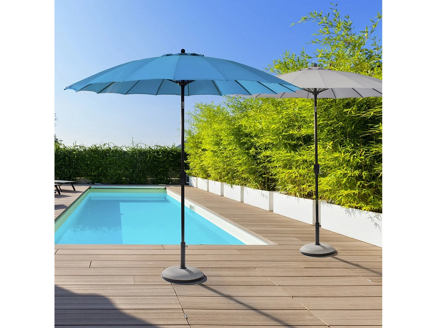 Ombrellone palo centrale "Atlanta" in acciaio verniciato a polvere per giardino e balcone Ø 270 cm / Tortora