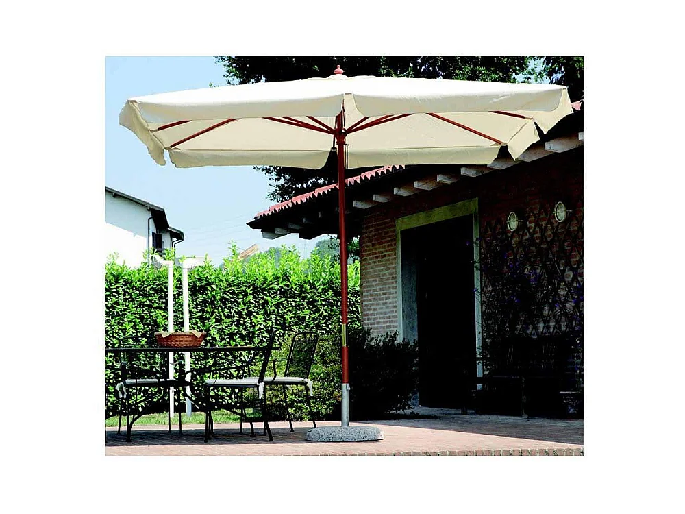 Ombrellone da giardino in legno con palo centrale ecrù per esterno / 3x4