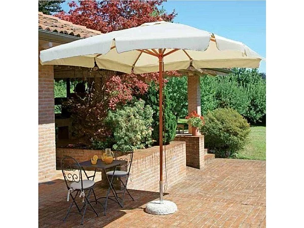 Ombrellone da giardino in legno con palo centrale ecrù per esterno / 3x4