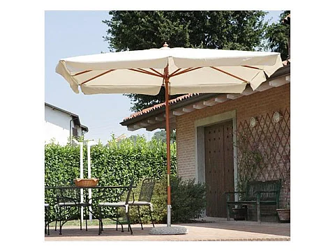 Ombrellone da giardino in legno con palo centrale ecrù per esterno / 2x3