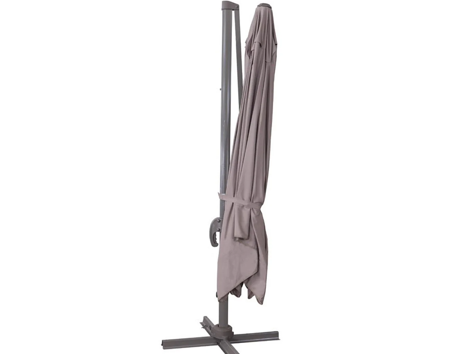 Ombrellone palo laterale ''Saturno'' in alluminio verniciato da giardino e balcone / 3 x 4 Mt / Grigio