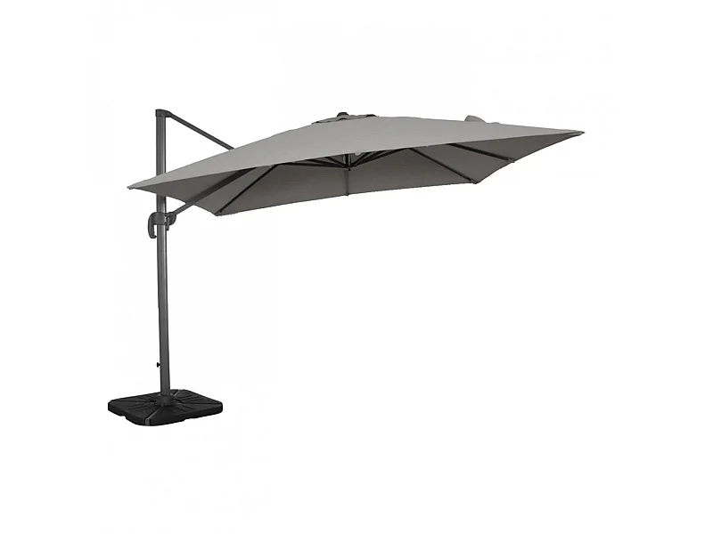 Ombrellone palo laterale ''Saturno'' in alluminio verniciato da giardino e balcone / 3 x 4 Mt / Grigio