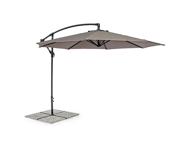 Ombrellone palo laterale "Texas" in acciaio da esterno per giardino e balcone / Tortora / Diam. 3 mt