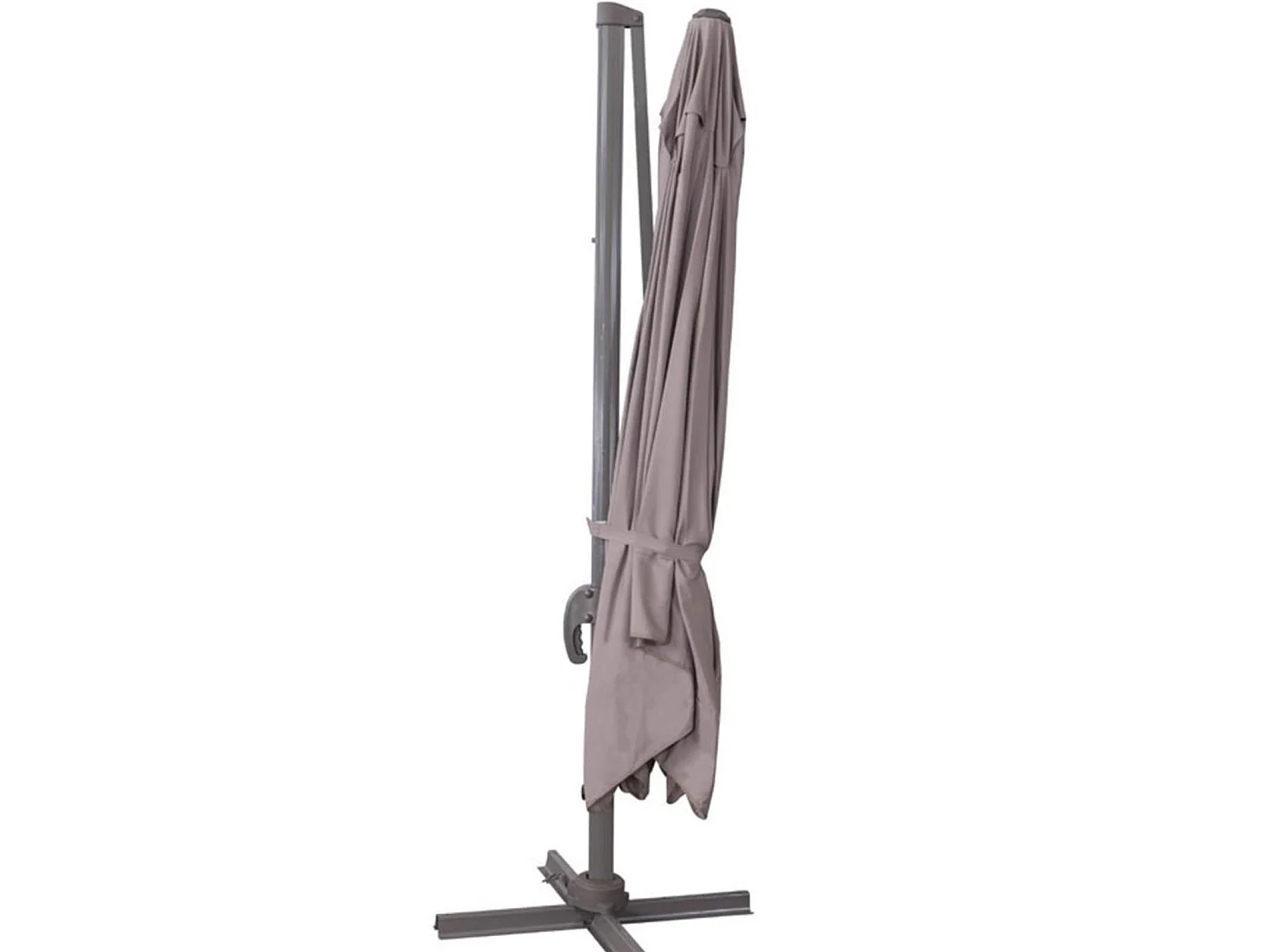 Ombrellone con palo laterale ''Saturno'' in alluminio verniciato a polvere da giardino e balcone / 3 x 4 Mt / Tortora