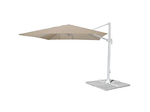 Ombrellone con palo laterale ''Saturno'' in alluminio verniciato a polvere da giardino e balcone / 3 x 4 Mt / Tortora