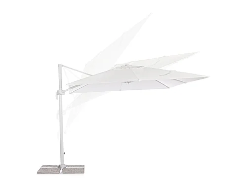 Ombrellone con palo laterale ''Saturno'' in alluminio verniciato a polvere da giardino e balcone / 3 x 4 Mt / Tortora