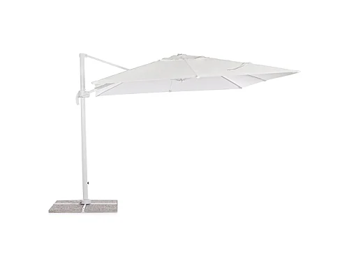 Ombrellone con palo laterale ''Saturno'' in alluminio verniciato a polvere da giardino e balcone / 3 x 4 Mt / Tortora
