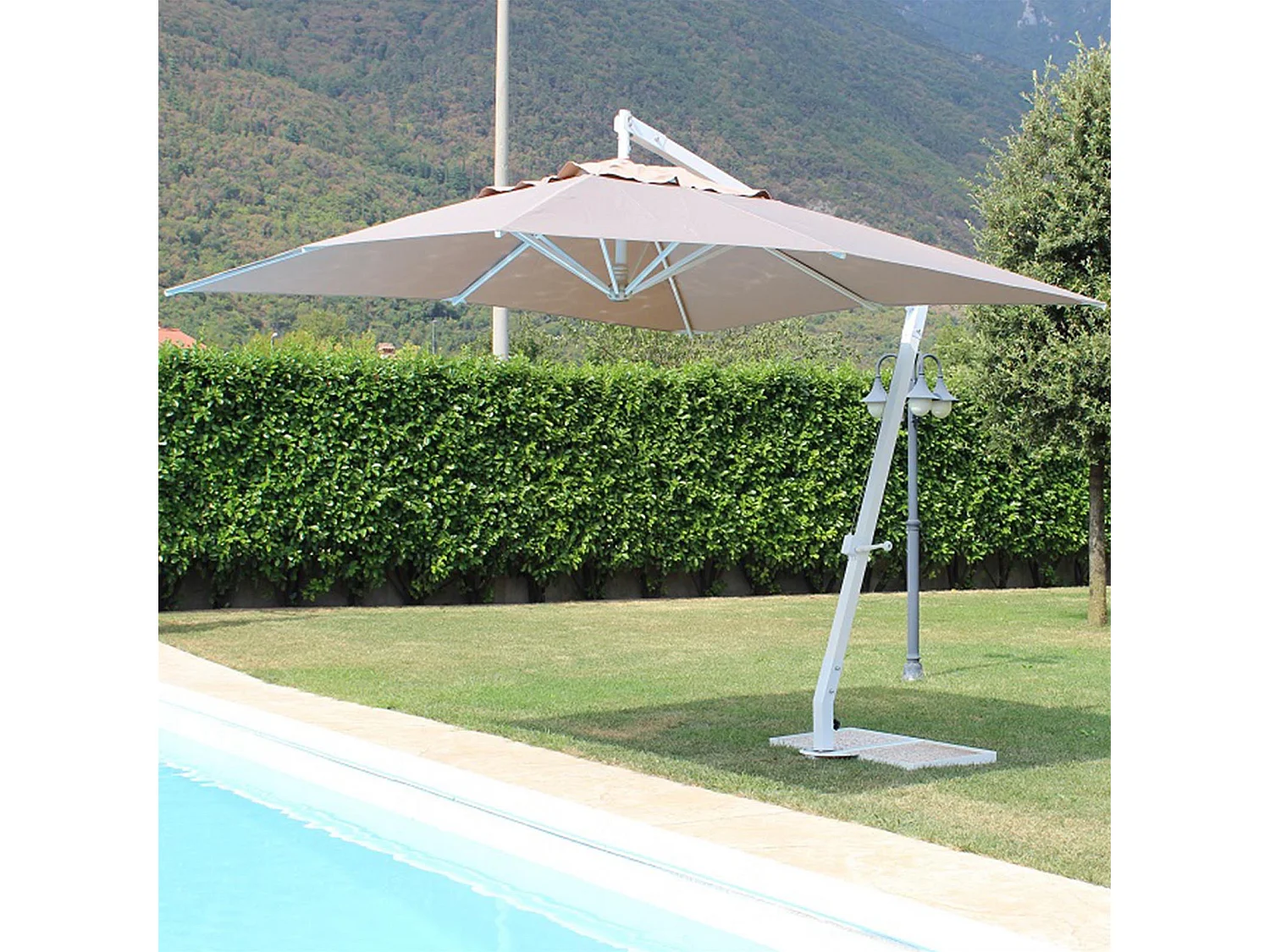 Ombrellone pegaso tortora 3x3 alluminio palo laterale da giardino bar ristorante ombrelloni / Default Title