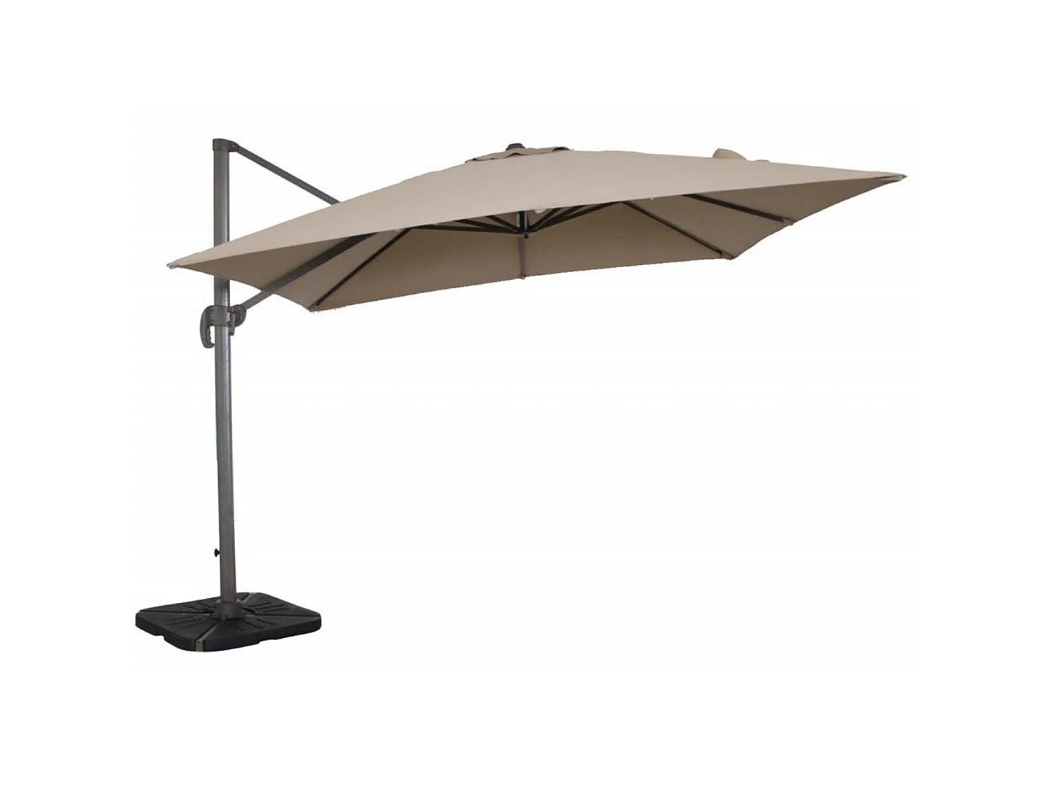 Ombrellone con palo laterale ''Saturno'' in alluminio verniciato a polvere da giardino e balcone / 3 x 4 Mt / Taupè