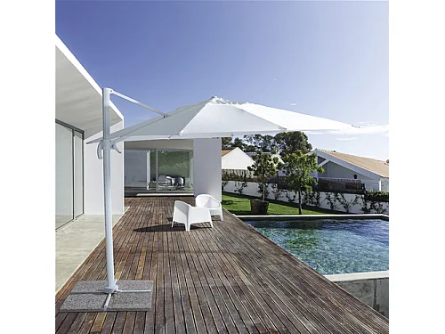 Ombrellone con palo laterale ''Saturno'' in alluminio verniciato a polvere da giardino e balcone / 3 x 4 Mt / Taupè