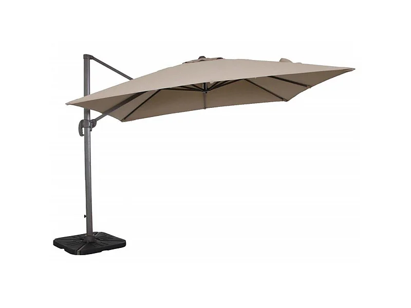 Ombrellone con palo laterale ''Saturno'' in alluminio verniciato a polvere da giardino e balcone / 3 x 4 Mt / Taupè
