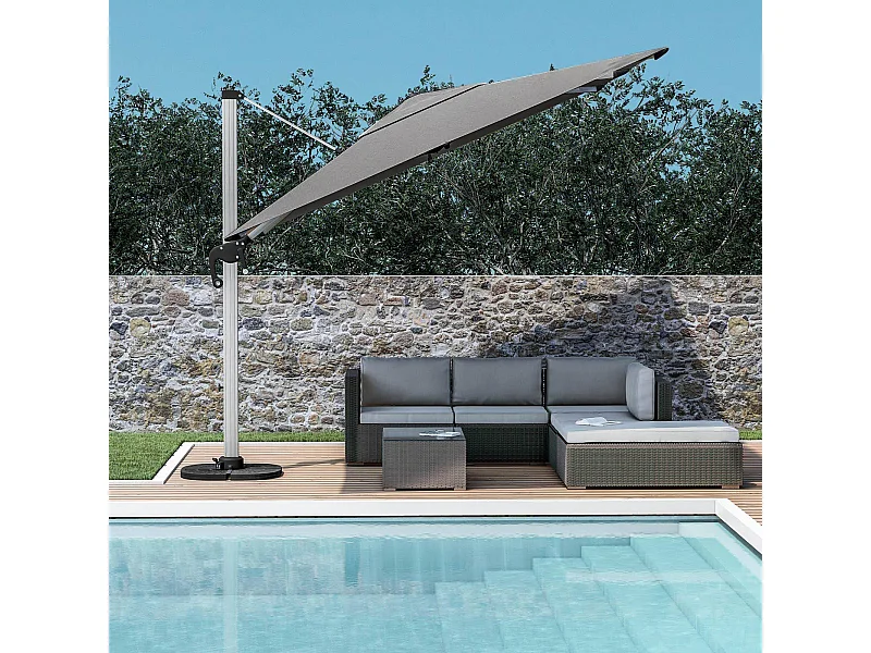 Ombrellone da giardino "Egadi" in alluminio con palo laterale orientabile / 3 x 4 mt