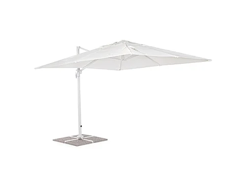 Ombrellone con palo laterale ''Saturno'' in alluminio verniciato a polvere da giardino e balcone / 3 x 4 Mt / Bianco