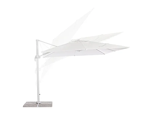 Ombrellone con palo laterale ''Saturno'' in alluminio verniciato a polvere da giardino e balcone / 3 x 4 Mt / Bianco