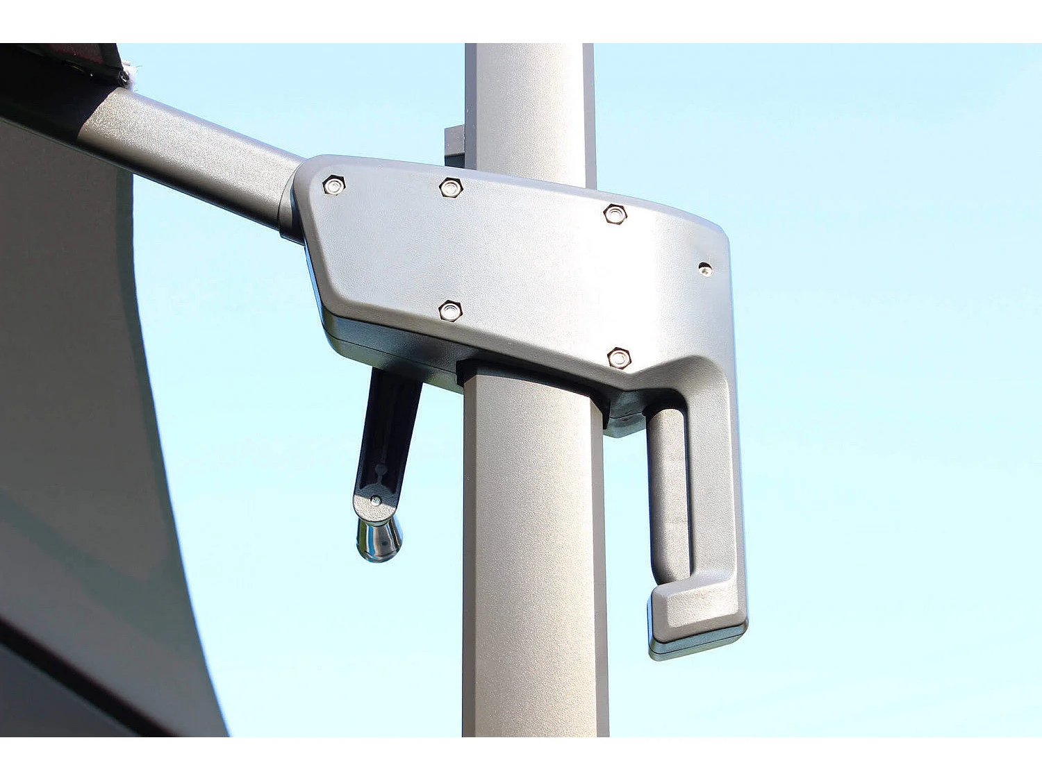 Ombrellone palo laterale ''Newton'' in alluminio verniciato da giardino e balcone / 3 x 2 Mt / Grigio