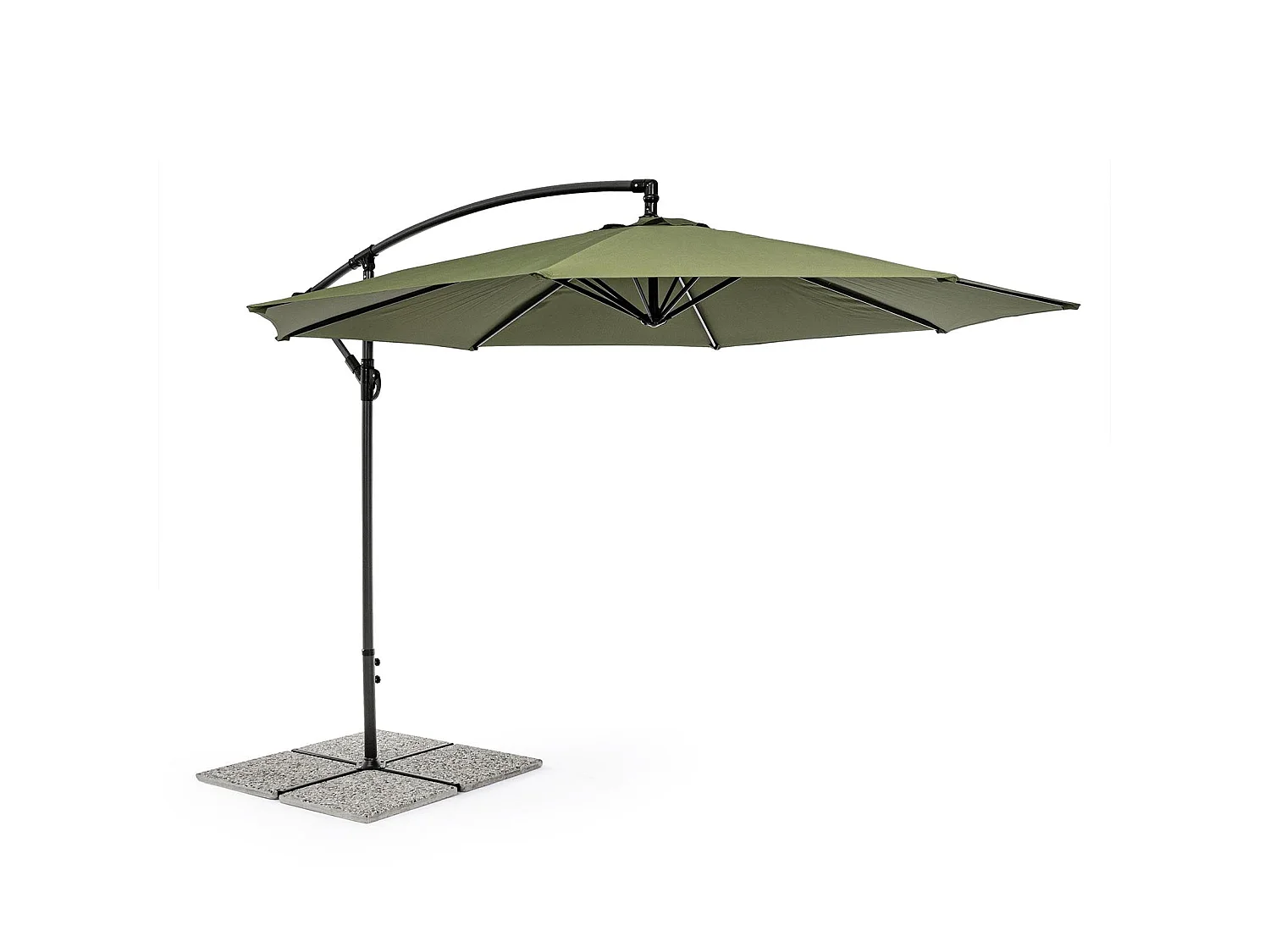 Ombrellone palo laterale "Texas" in acciaio da esterno per giardino e balcone / Olive / Diam. 3 mt