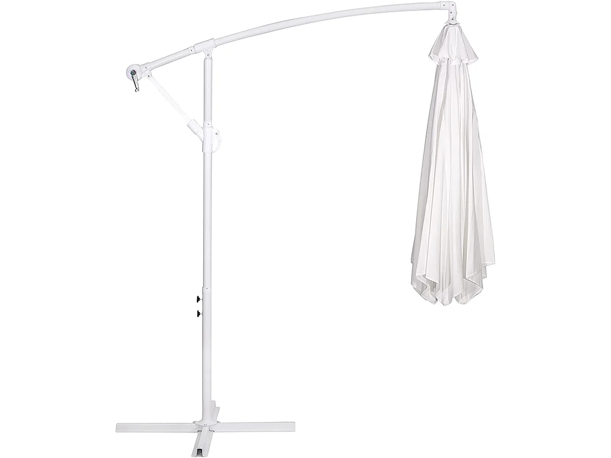 Ombrellone palo laterale "Texas" in acciaio da esterno per giardino e balcone / Olive / Diam. 3 mt