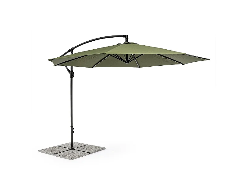 Ombrellone palo laterale "Texas" in acciaio da esterno per giardino e balcone / Olive / Diam. 3 mt