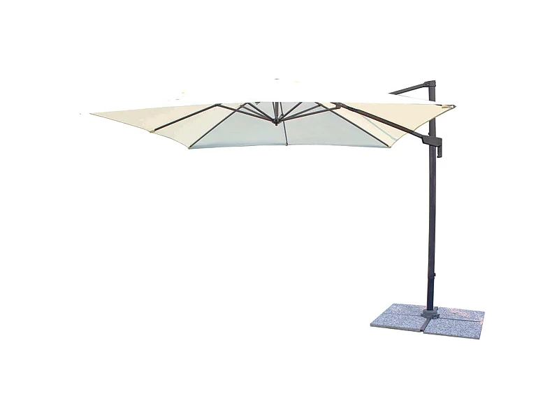 Ombrellone palo laterale ''Newton'' in alluminio verniciato da giardino e balcone / 3 x 3 Mt / Ecrù