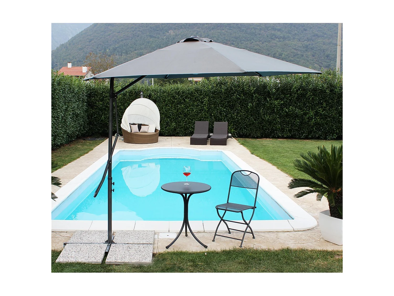 Ombrellone con palo laterale ''Zenith'' 2,5 x 2,5 mt in acciaio verniciato a polvere da giardino e balcone / Default Title