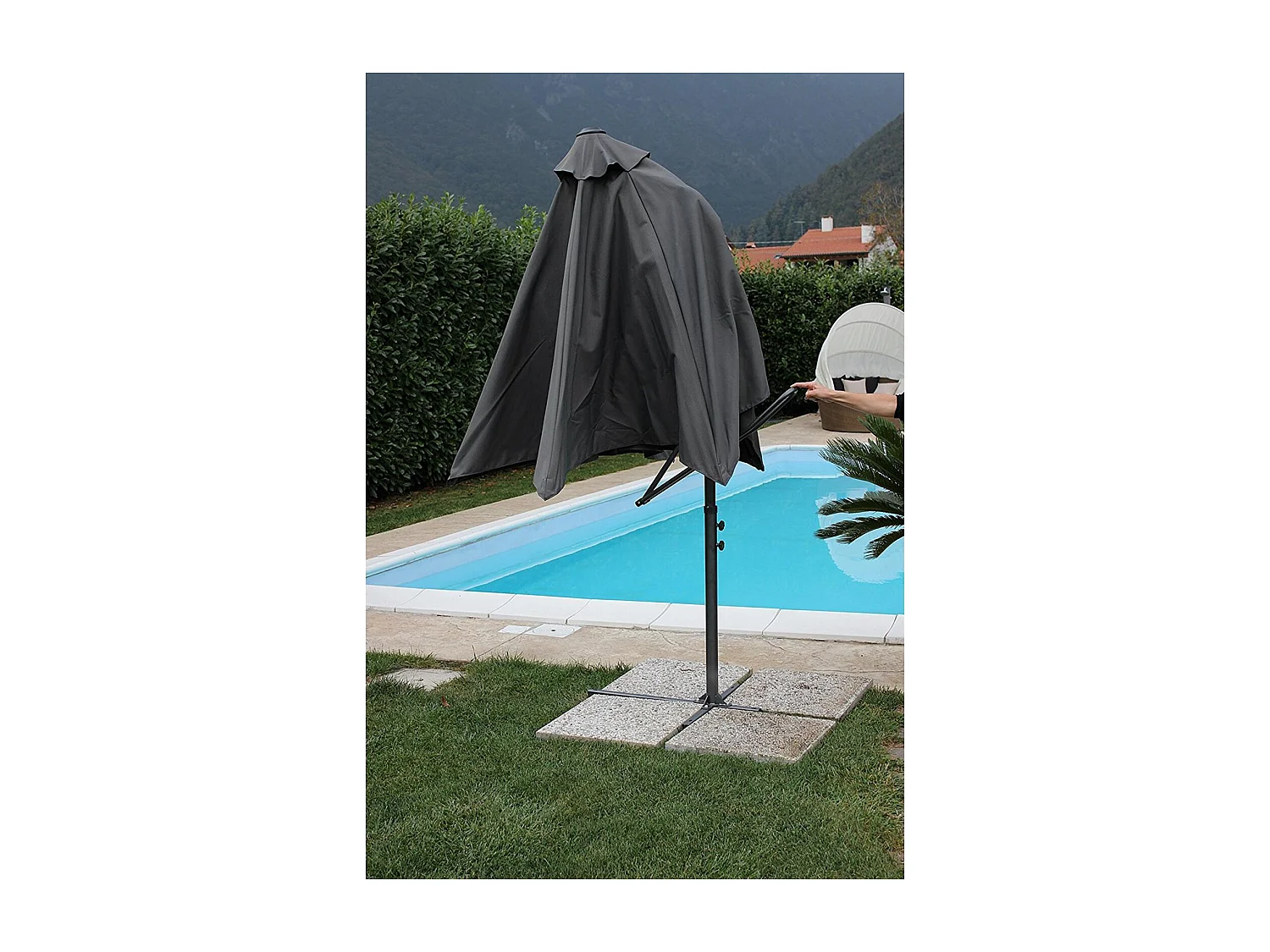 Ombrellone con palo laterale ''Zenith'' 2,5 x 2,5 mt in acciaio verniciato a polvere da giardino e balcone / Default Title