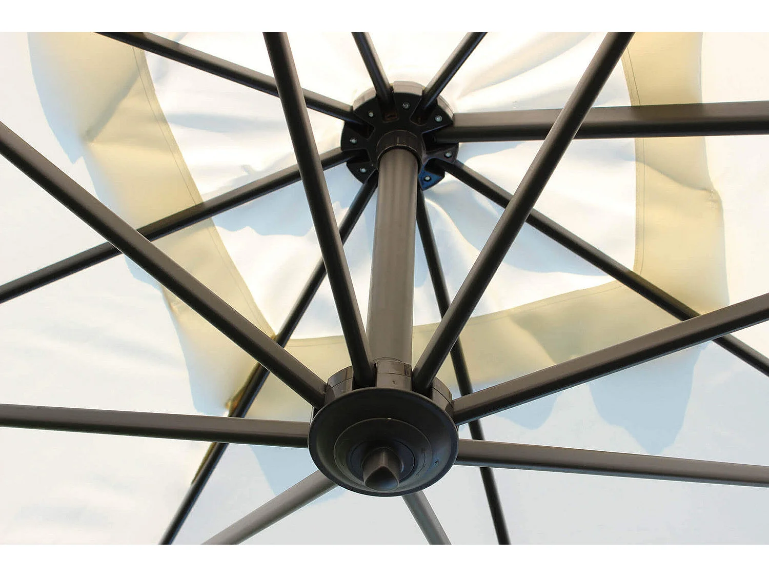 Ombrellone palo laterale ''Newton'' in alluminio verniciato da giardino e balcone / 3 x 2 Mt / Ecrù