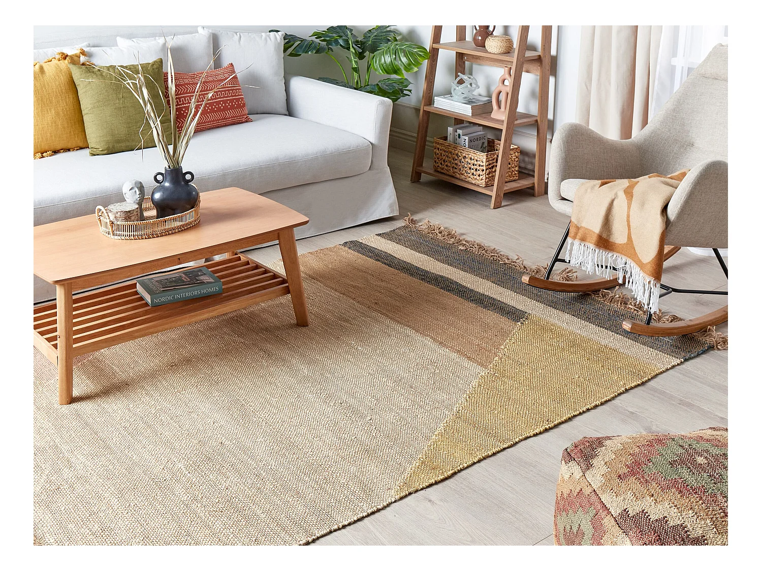 Rustikaler Teppich aus Jute Rechteckig Niedriger Flor 140 x 200 cm Braun Samlar