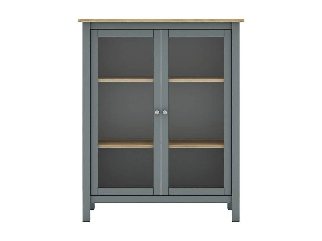 MAKS - Vitrine Basse 2 Portes en Pin Massif Vert Céladon