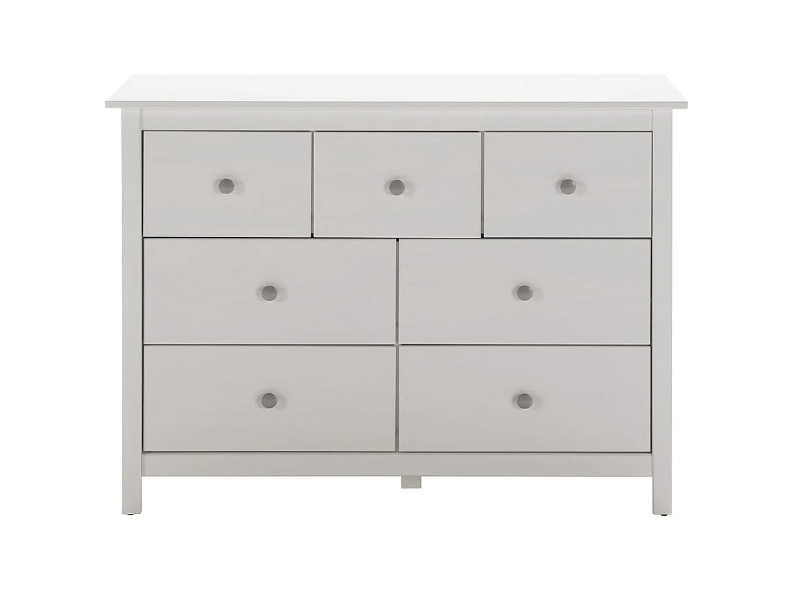 FRED - Commode 7 Tiroirs Bois Massif Coloris Blanc