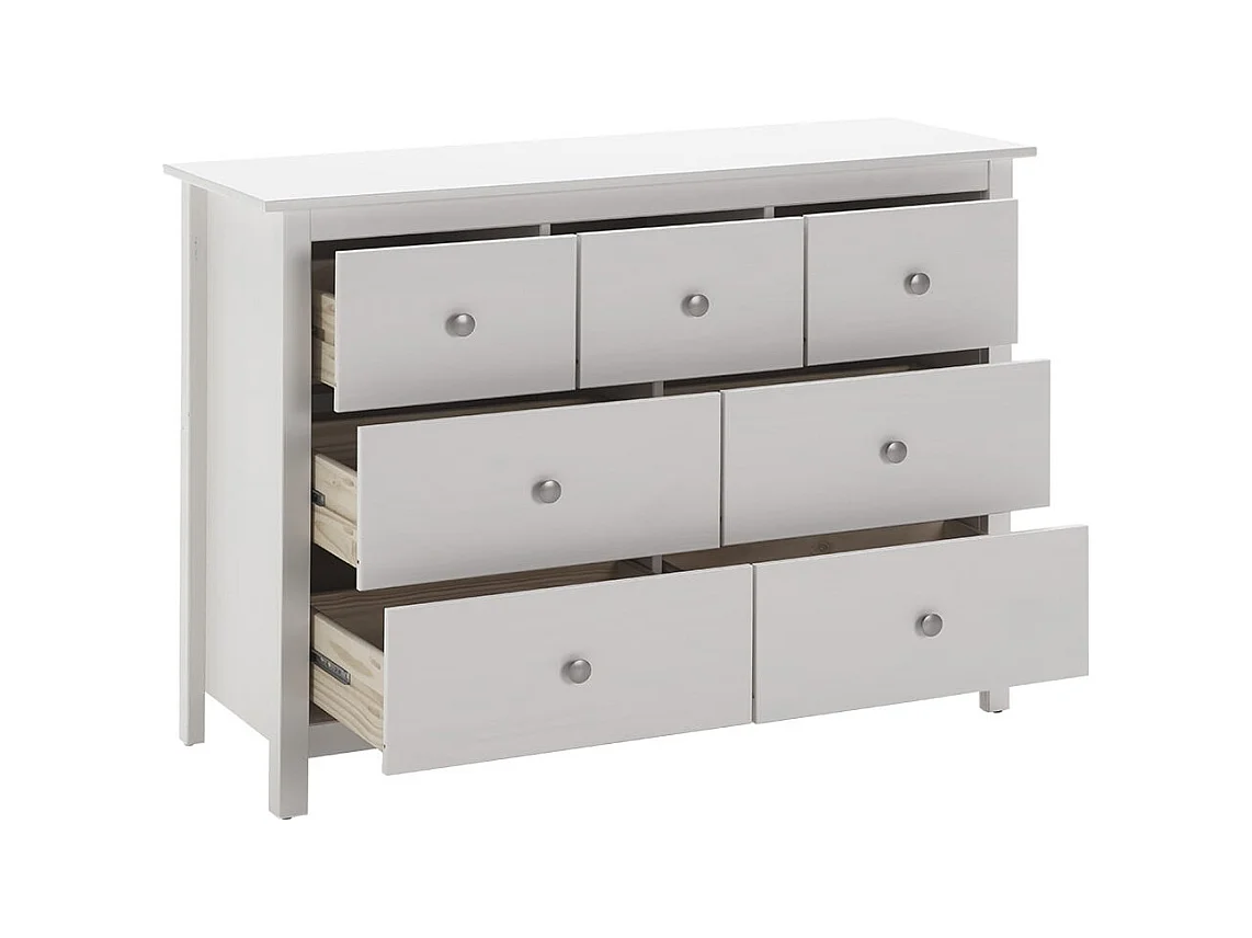 FRED - Commode 7 Tiroirs Bois Massif Coloris Blanc