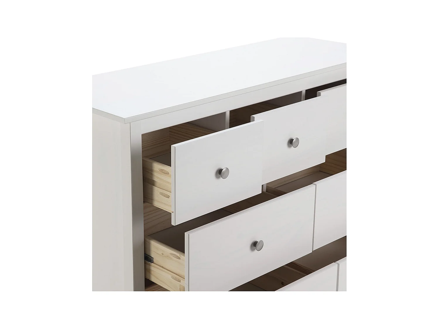 FRED - Commode 7 Tiroirs Bois Massif Coloris Blanc