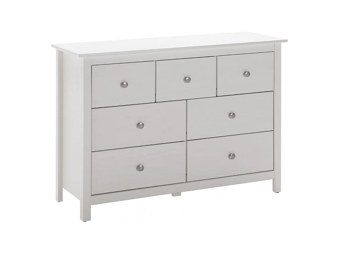 FRED - Commode 7 Tiroirs Bois Massif Coloris Blanc