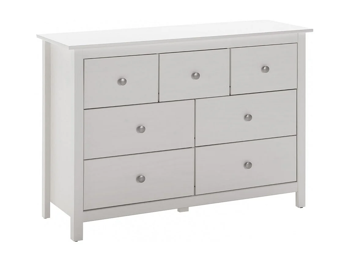 FRED - Commode 7 Tiroirs Bois Massif Coloris Blanc
