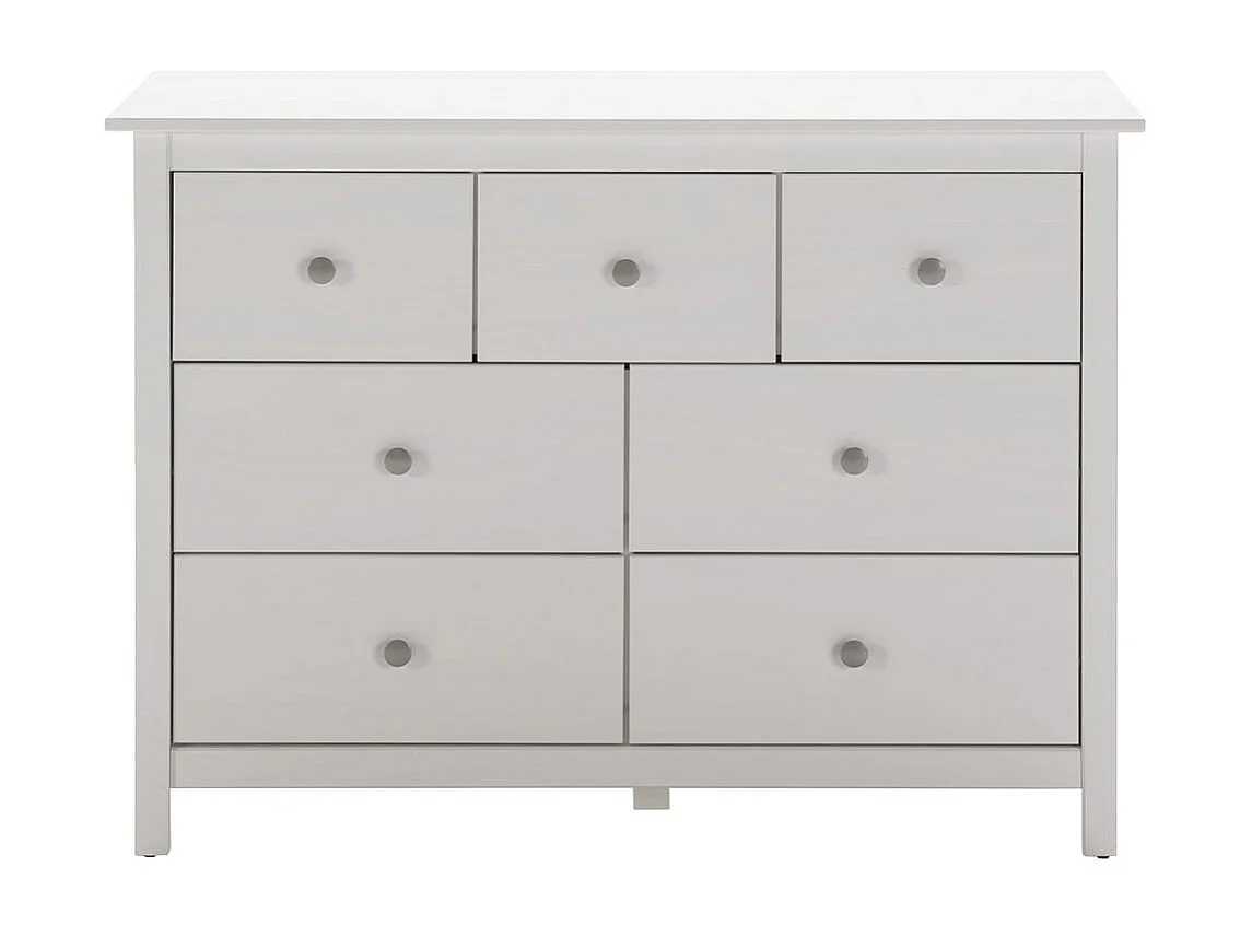 FRED - Commode 7 Tiroirs Bois Massif Coloris Blanc