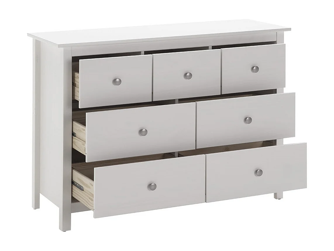 FRED - Commode 7 Tiroirs Bois Massif Coloris Blanc