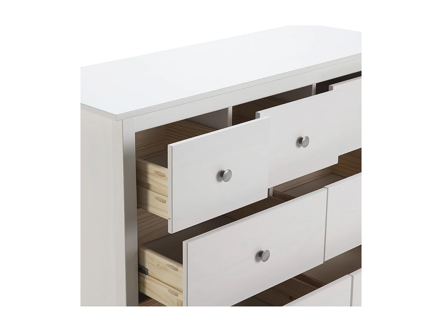 FRED - Commode 7 Tiroirs Bois Massif Coloris Blanc