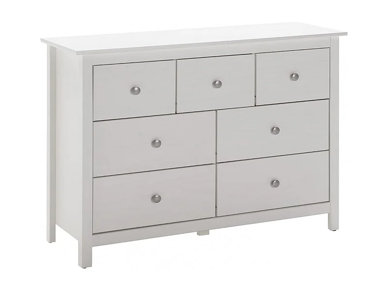 FRED - Commode 7 Tiroirs Bois Massif Coloris Blanc