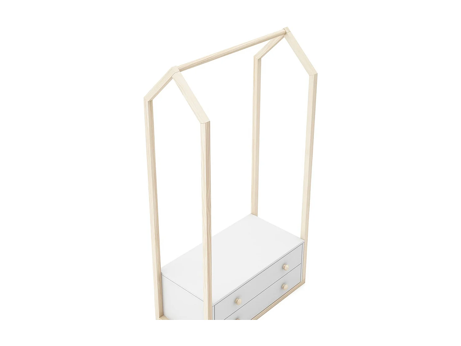 KAINA - Penderie 2 Tiroirs en MDF et Pin Coloris Blanc et Naturel