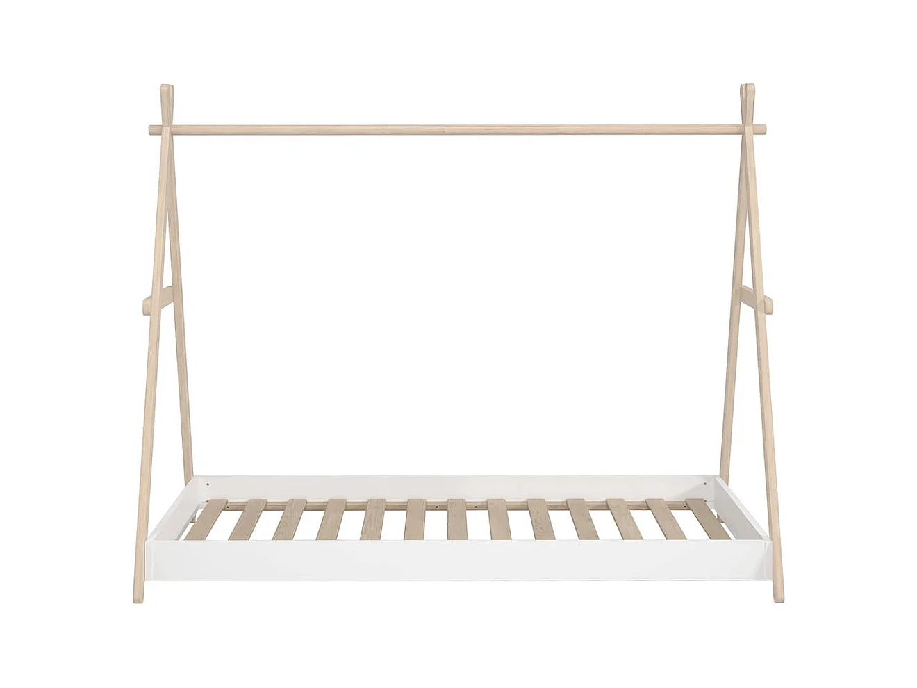 KANOA - Lit Tipi 90x200cm Hauteur Réglable en MDF et Pin Coloris Blanc