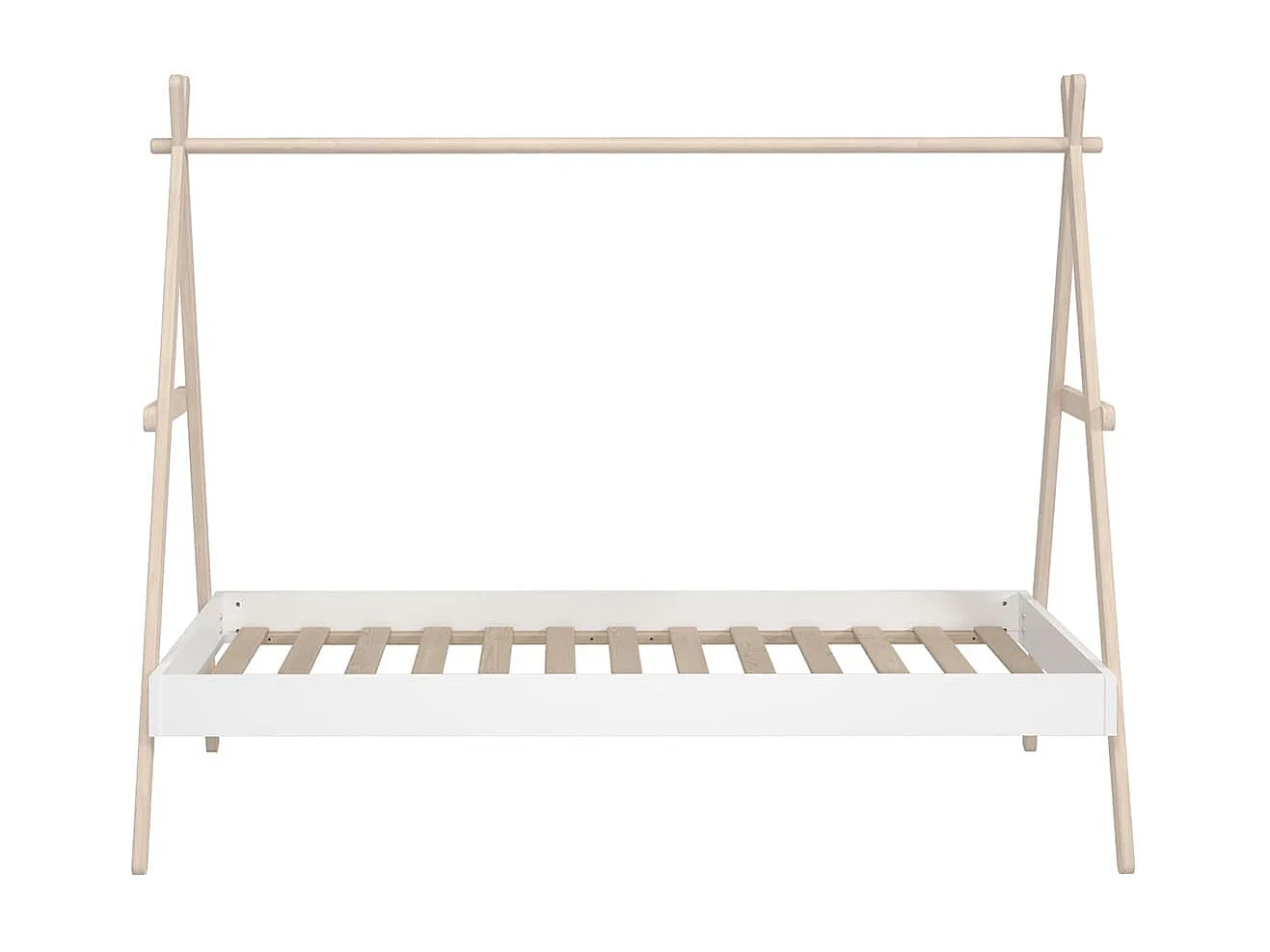 KANOA - Lit Tipi 90x200cm Hauteur Réglable en MDF et Pin Coloris Blanc