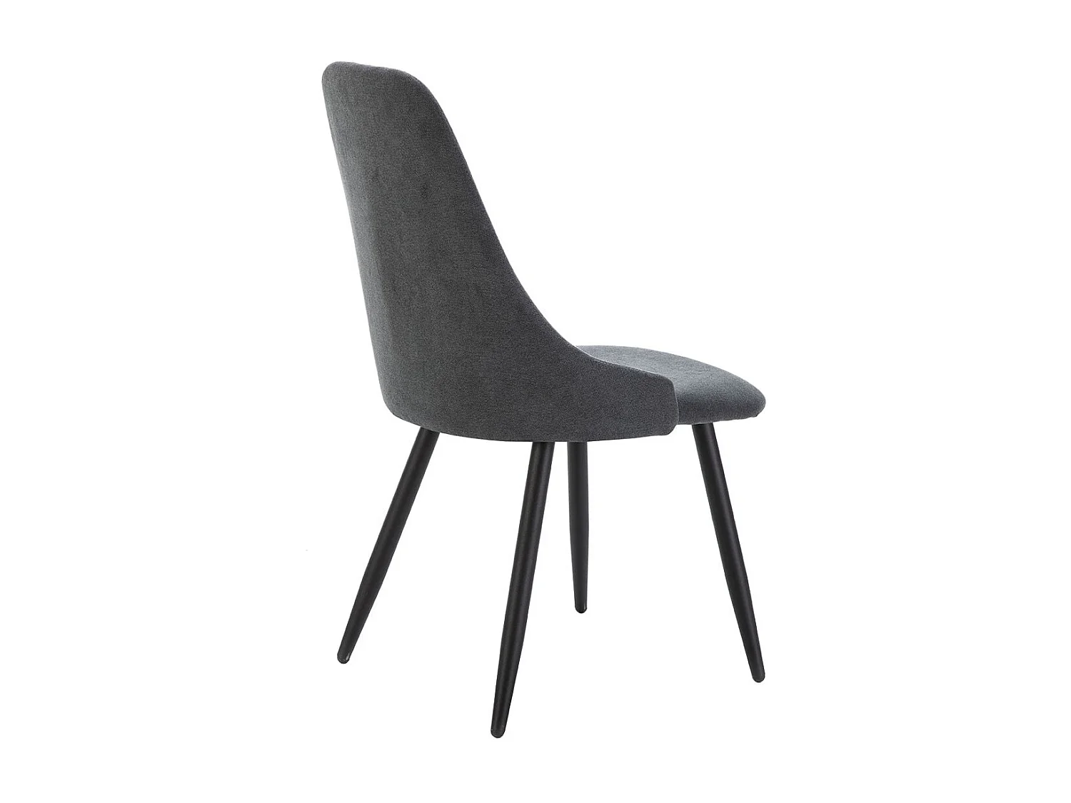 MICAT - Lot de 4 Chaises Tissu Gris Antracite 3 Lignes Surpiquées Pieds Métal Noir