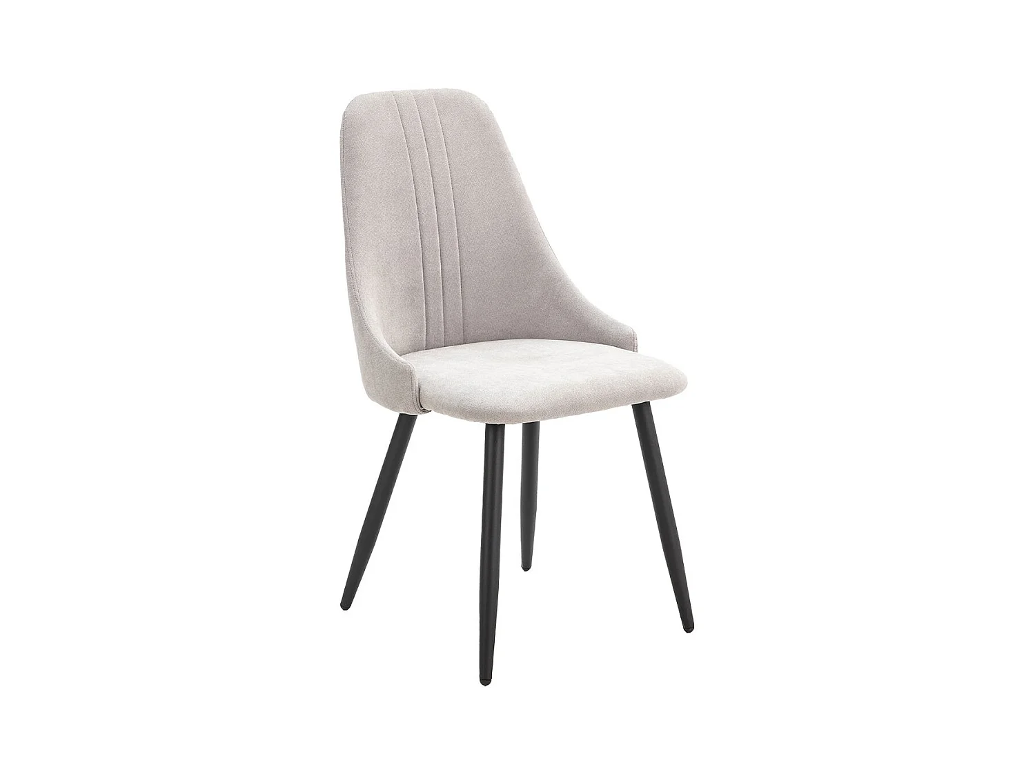 MICAT - Lot de 4 Chaises Tissu Gris Clair 3 Lignes Surpiquées Pieds Métal Noir