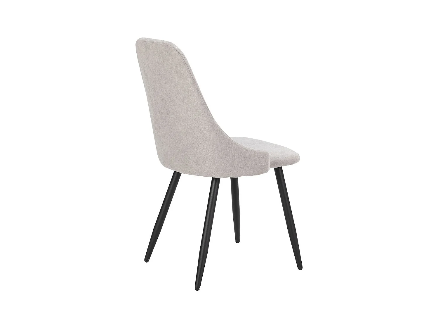 MICAT - Lot de 4 Chaises Tissu Gris Clair 3 Lignes Surpiquées Pieds Métal Noir